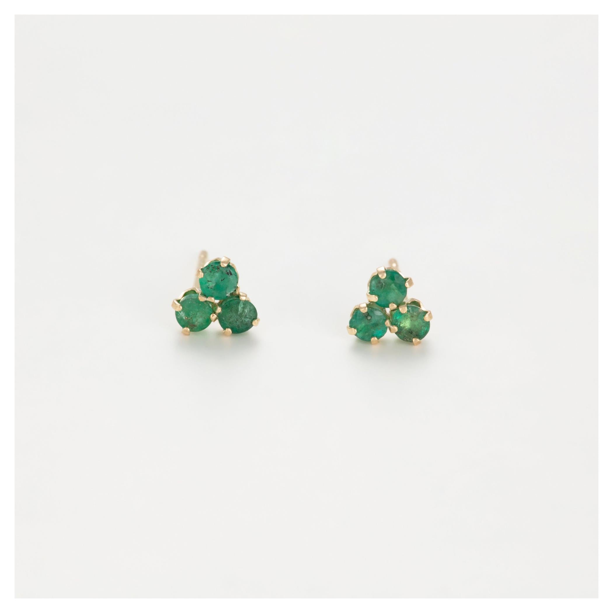 Pendientes “Trío de Esmeraldas Brillantes” 0.36Ct/6
