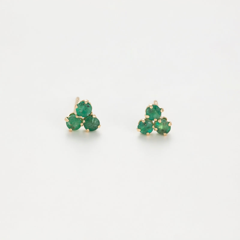 Earrings "Emerald Sparkling Trio" 0,36Ct/6 - Yellow Gold 375/1000