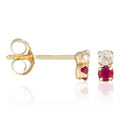 Boucle D'Oreilles "Puces Duo Précieuses 0,18Ct/4" Topaze Et Rubis
