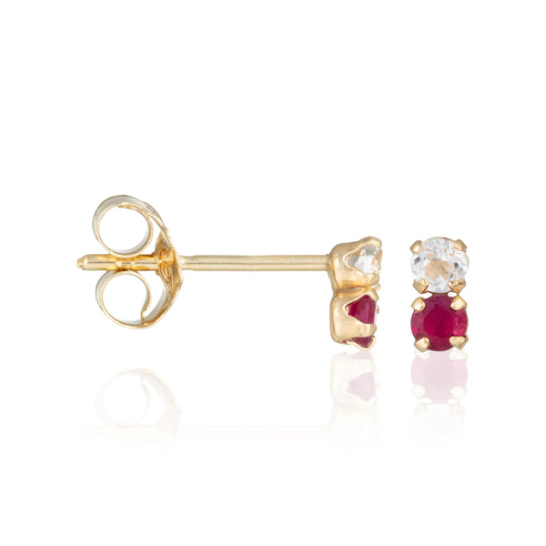 Pendientes de topacio y rubí “Puces Duo Precious 0.18Ct/4”