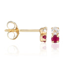 Boucles D'Oreilles "Puces Duo Précieuses 0,18Ct/4" Topaze Et Rubis