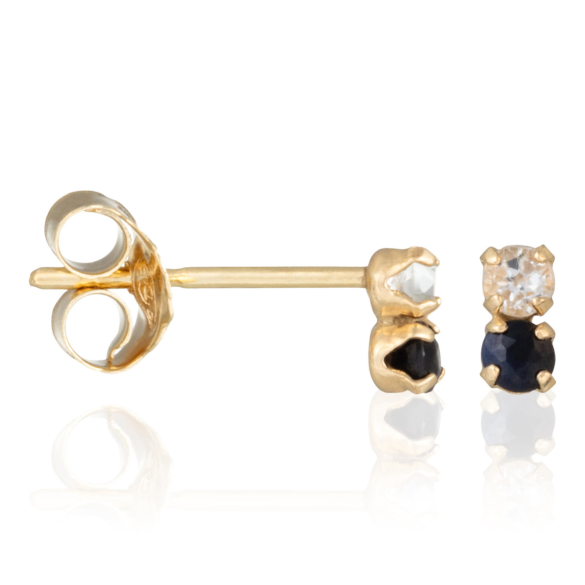 Boucle D'Oreilles "Puces Duo Précieuses 0,16Ct/4" Topaze Et Saphir
