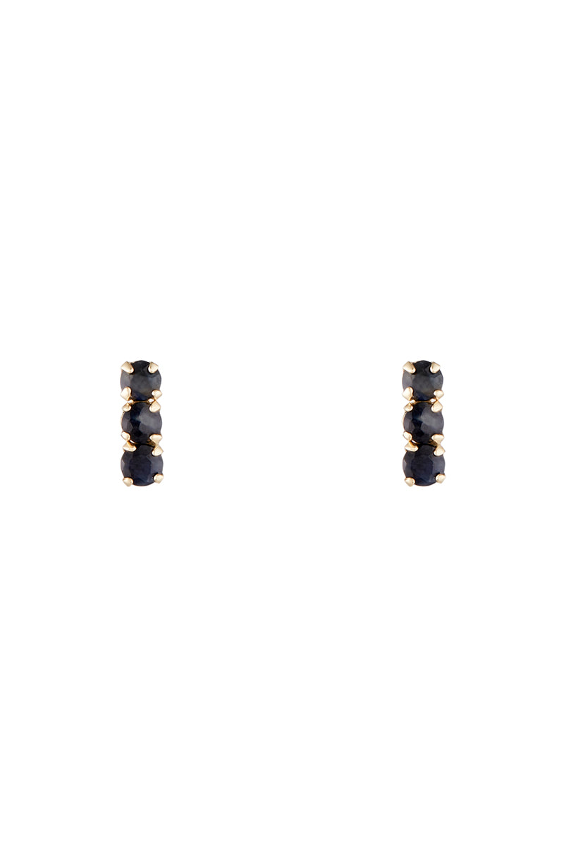 Boucle D'Oreilles "Trio De Puces Saphir 0,24Ct/6" Or Jaune 375/1000