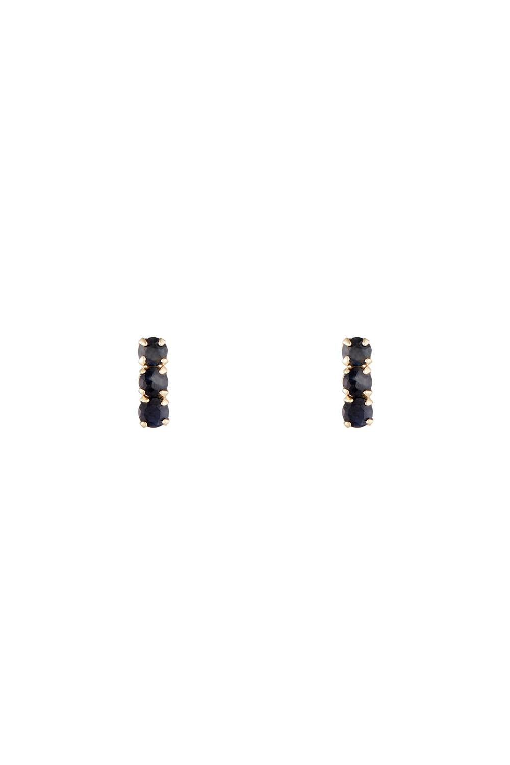 Boucle D'Oreilles "Trio De Puces Saphir 0,24Ct/6" Or Jaune 375/1000
