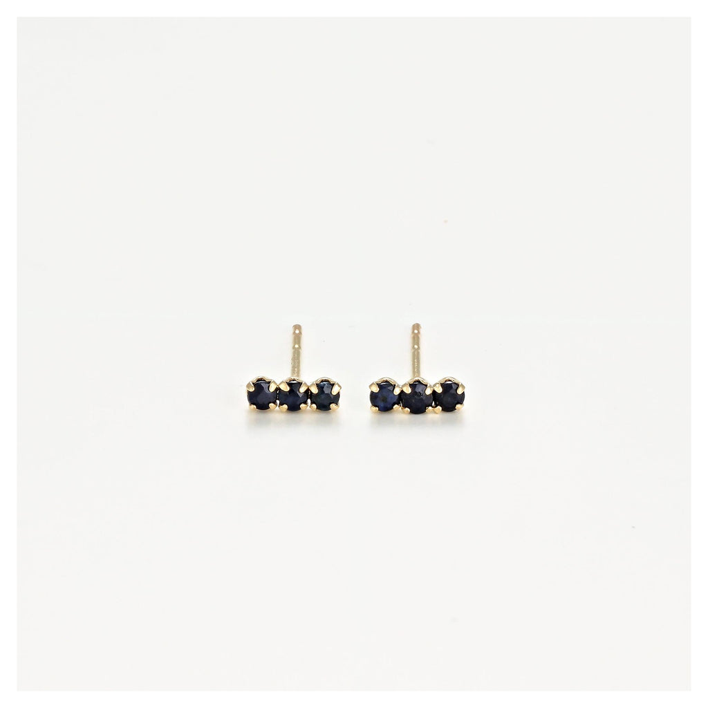 Pendientes Oro Amarillo 375/1000 “Trio De Puces Zafiro 0.24Ct/6”