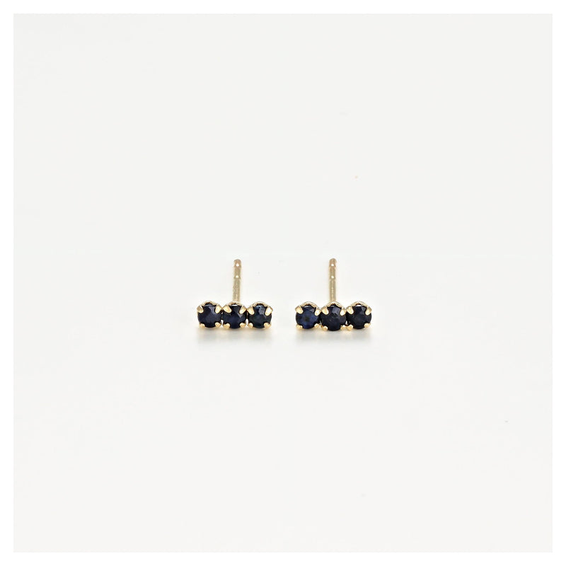 Boucles D'Oreilles "Trio De Puces Saphir 0,24Ct/6" Or Jaune 375/1000