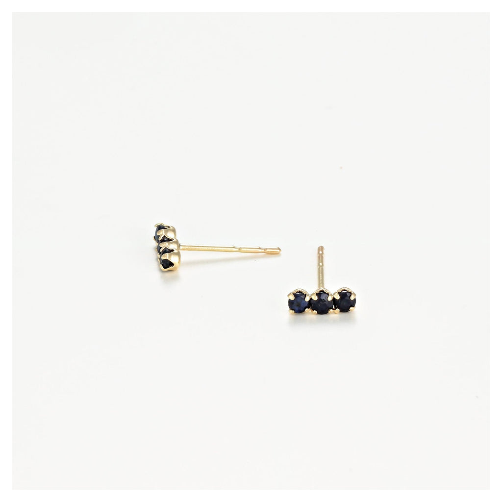 Pendientes Oro Amarillo 375/1000 “Trio De Puces Zafiro 0.24Ct/6”