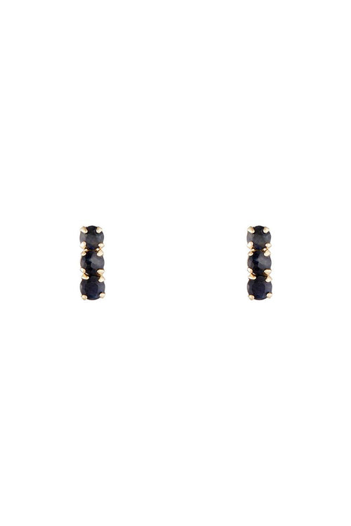 Boucles D'Oreilles "Trio De Puces Saphir 0,24Ct/6" Or Jaune 375/1000