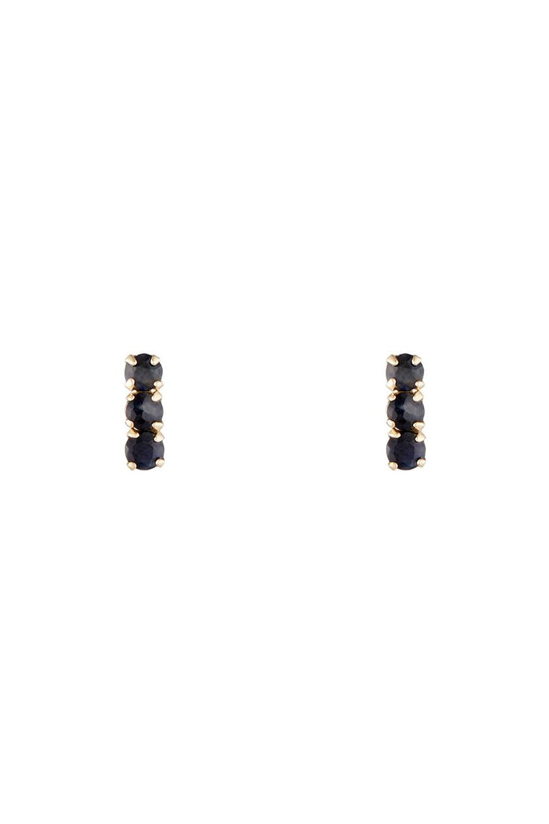 Boucles D'Oreilles "Trio De Puces Saphir 0,24Ct/6" Or Jaune 375/1000