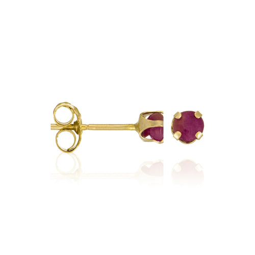 Ruby Chip Earrings 3mm - Yellow Gold
