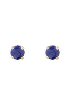 Boucles D'Oreilles "Puces Saphirs Bleus 3Mm" :0,18Ct/2