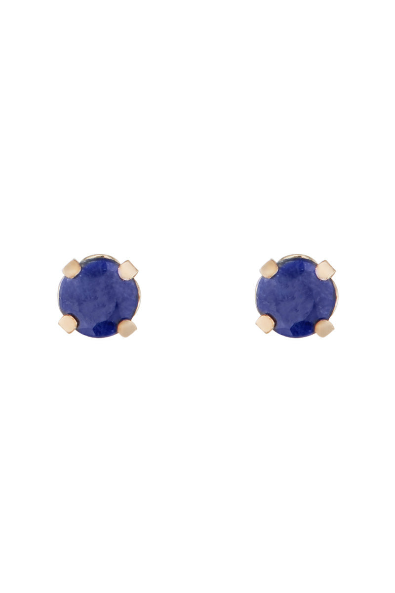 Boucles D'Oreilles "Puces Saphirs Bleus 3Mm" :0,18Ct/2