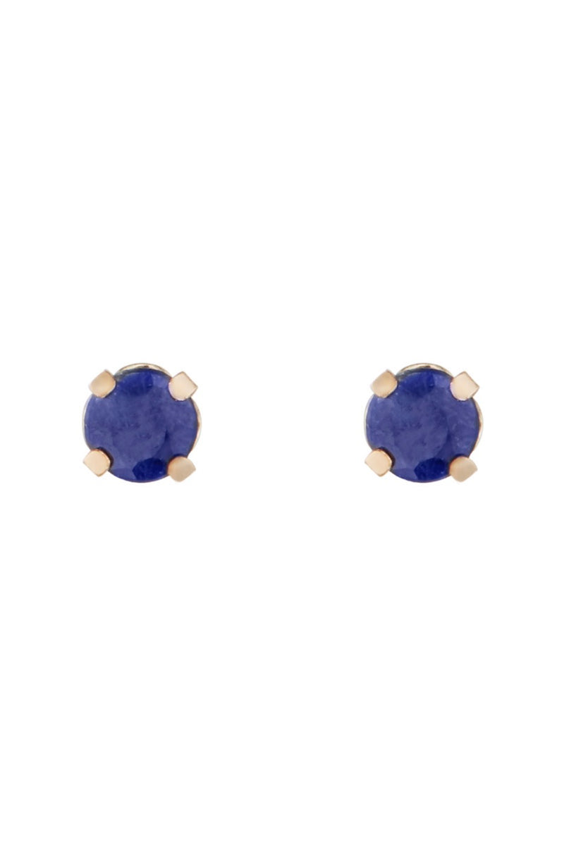 Earrings "Blue Sapphire Chips 3Mm" :0,18Ct/2 - Yellow Gold 375/1000