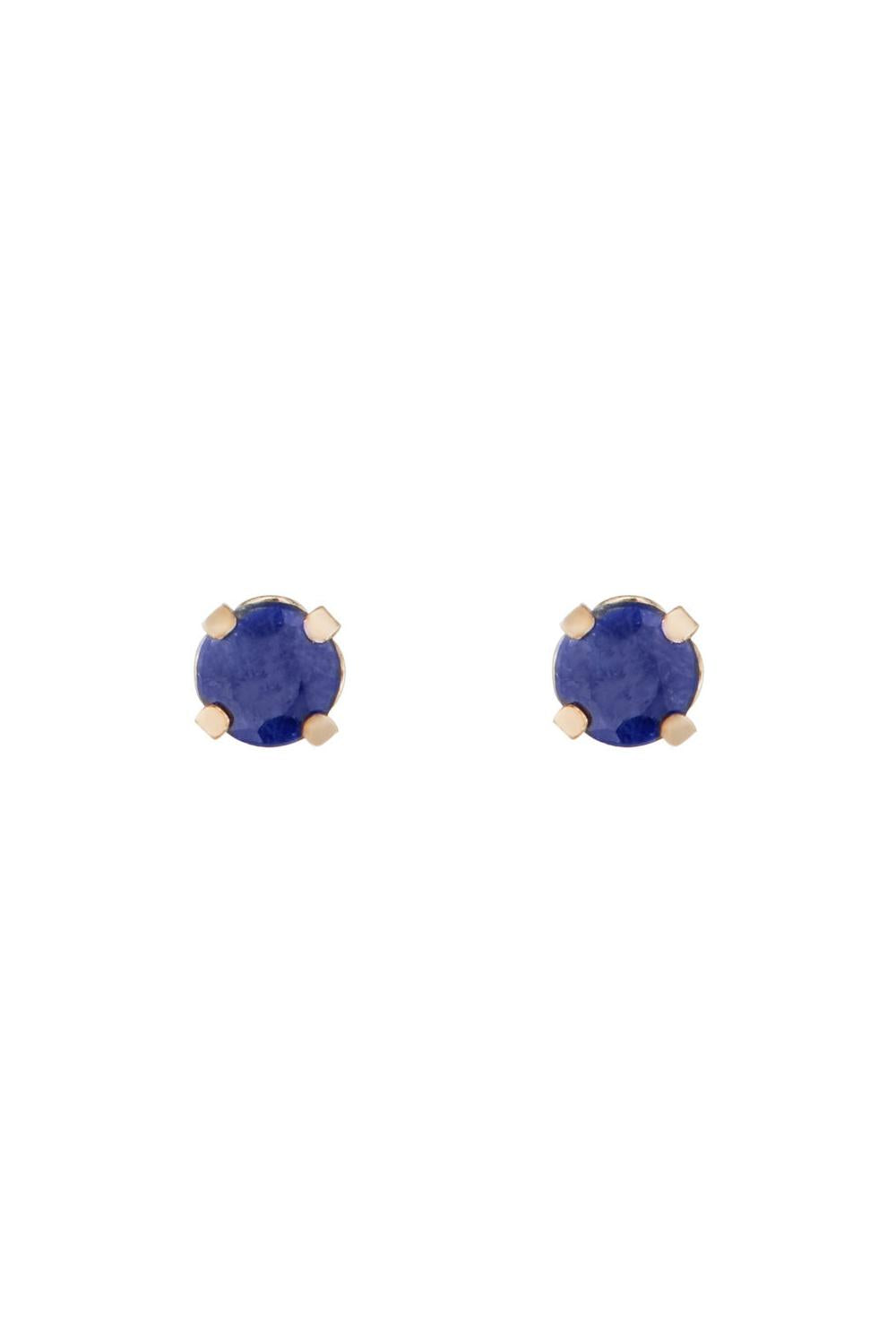 Boucles D'Oreilles "Puces Saphirs Bleus 3Mm" :0,18Ct/2