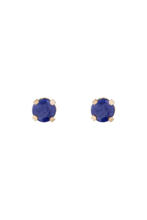 Boucles D'Oreilles "Puces Saphirs Bleus 3Mm" :0,18Ct/2