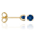 Boucles D'Oreilles "Puces Saphirs Bleus 3Mm" :0,18Ct/2