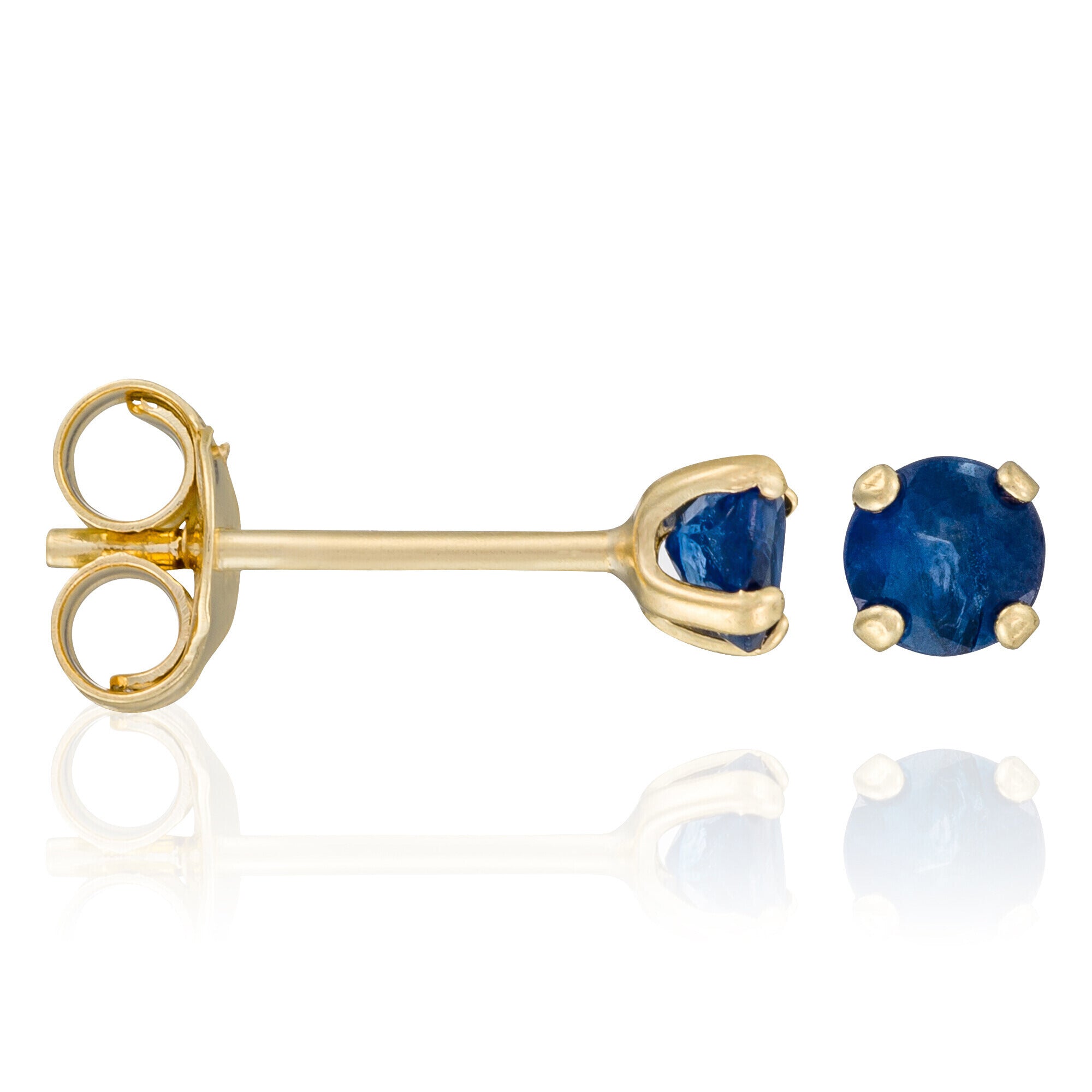 Boucles D'Oreilles "Puces Saphirs Bleus 3Mm" :0,18Ct/2