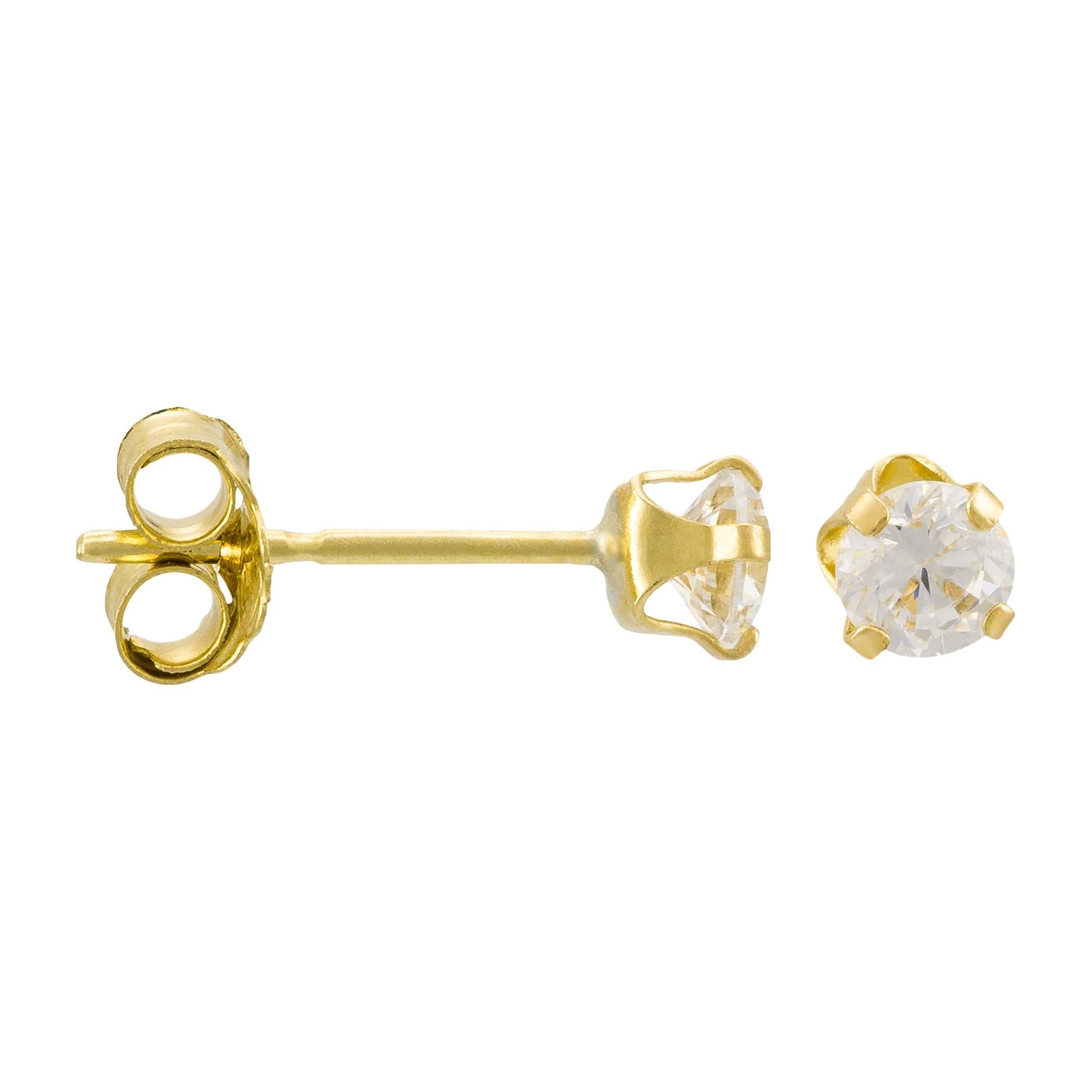 3Mm “Puces” Earrings 375/1000 Yellow Gold And Zirconium