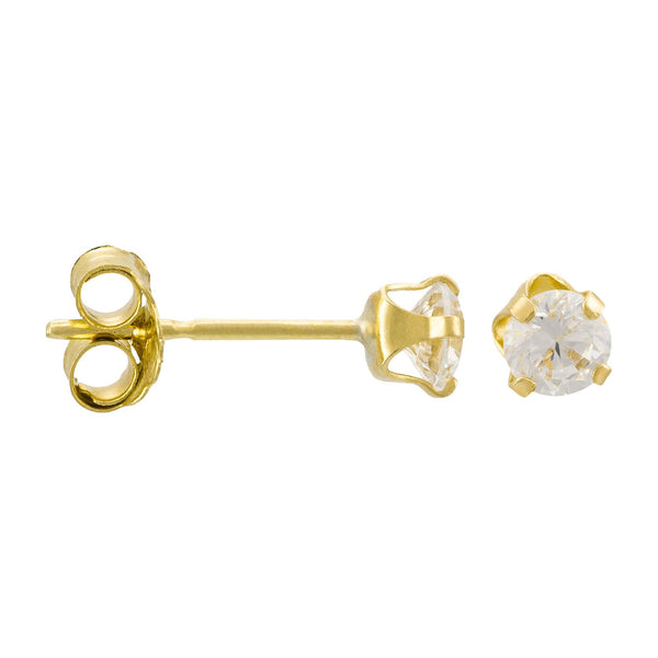 Pendientes "de Tuerca" 3Mm Oro Amarillo 375/1000 y Circonio