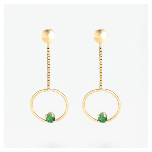 Boucles D'Oreilles Cerceaux D'Émeraude - Or Jaune