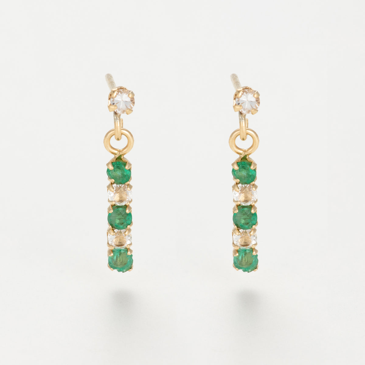 Boucle D'Oreilles "Quatuor Précieux 0,4Ct/6" Topaze Et Emeraude