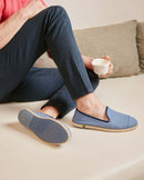 Espadrille homme coton, jean marine close up Angarde