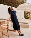 Espadrille femme lin, marine paillettes lifestyle Angarde