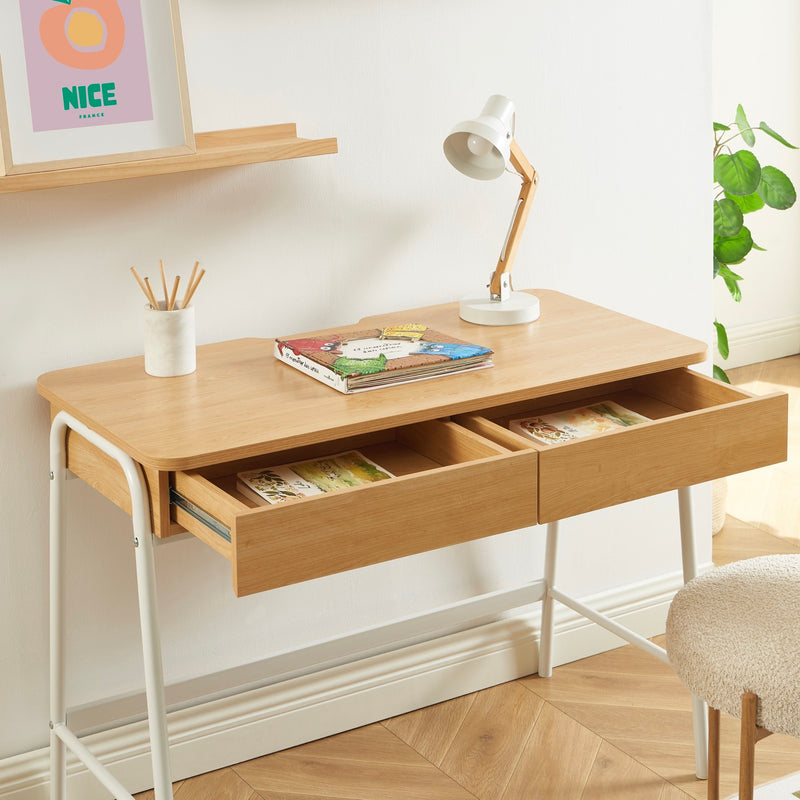 Escritorio - Esra - Efecto Roble y Blanco