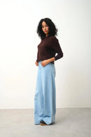 Pull Col Rond Boutonné Dos - Estaris - Choco