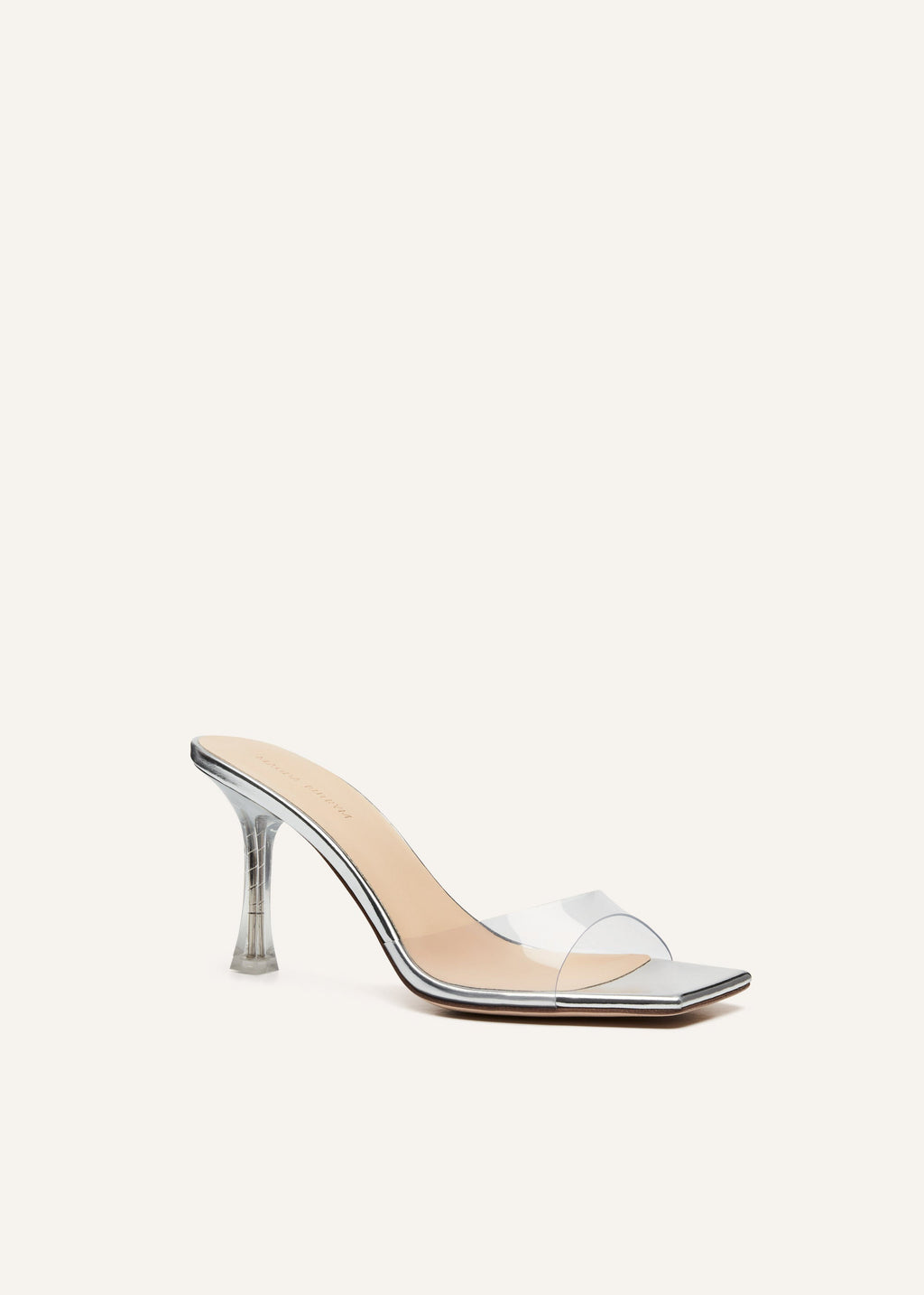 Mules Fines En Pvc Et Cuir Argentées