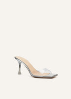 Mules Fines En Pvc Et Cuir Argentées