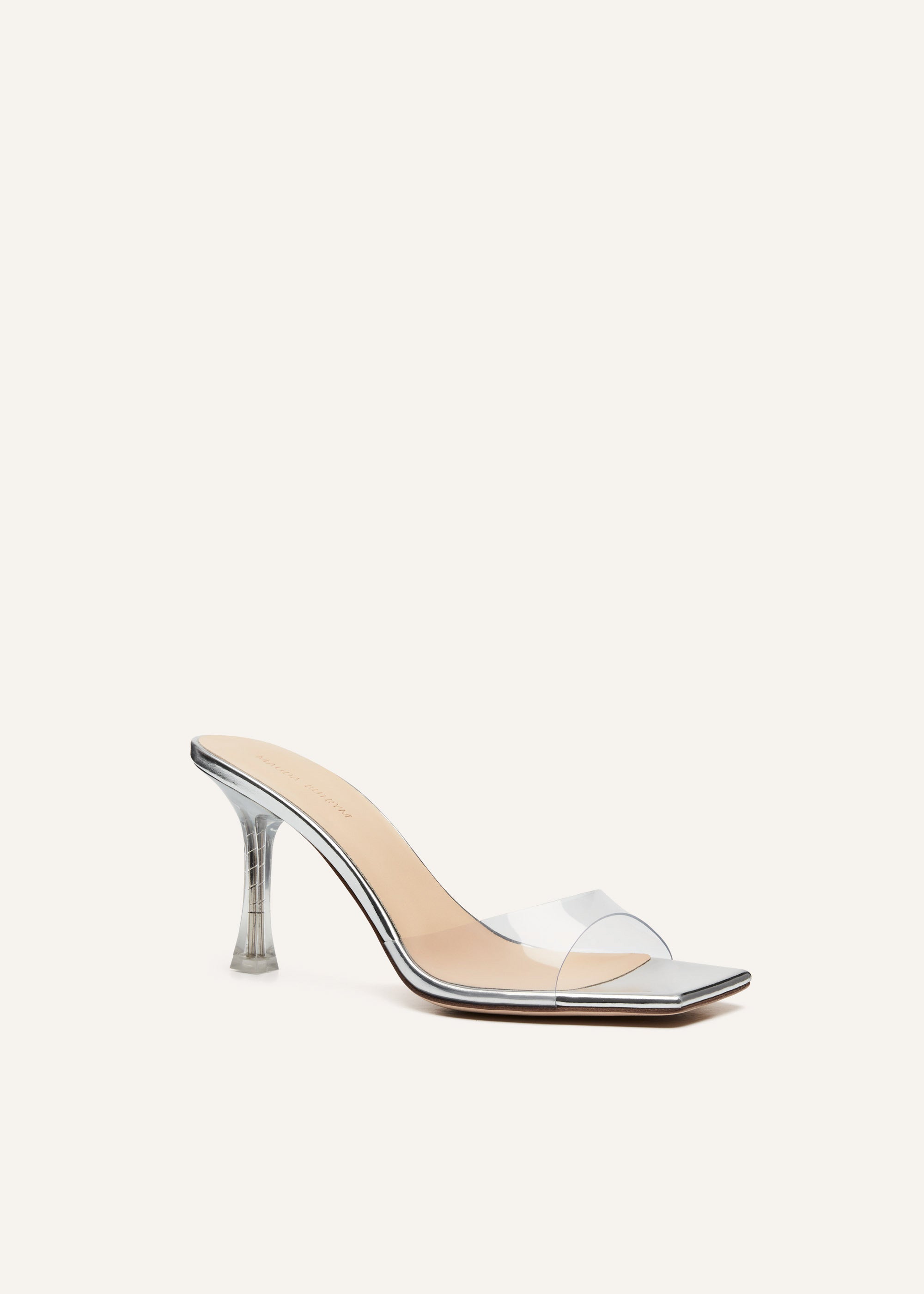 Mules Fines En Pvc Et Cuir Argentées
