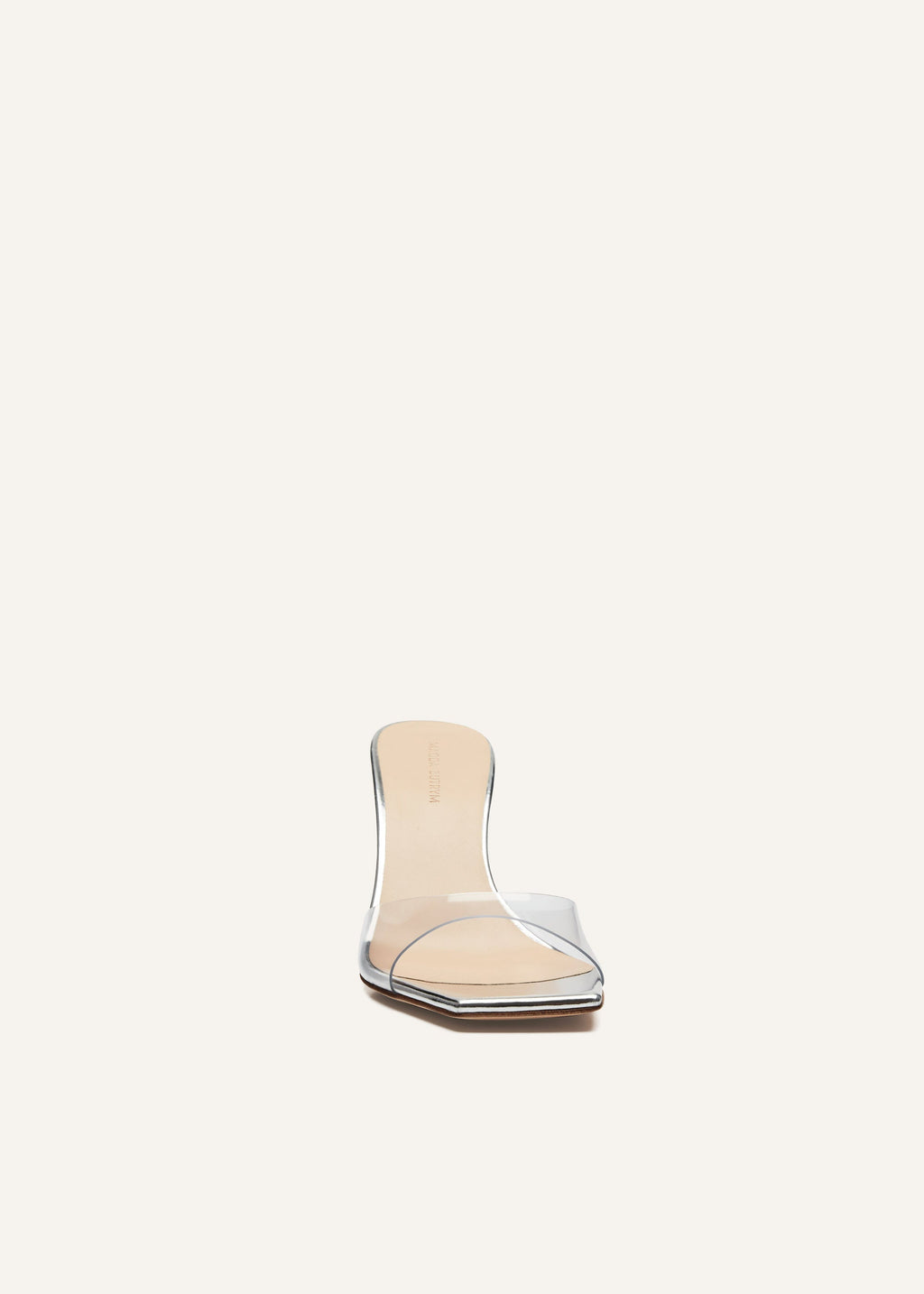 Mules Fines En Pvc Et Cuir Argentées