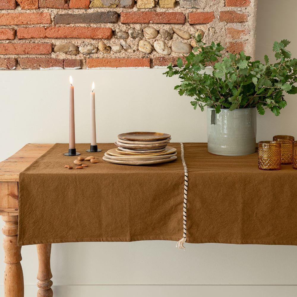 Nappe En Coton Flammé Finition Passe-Poil - Vert