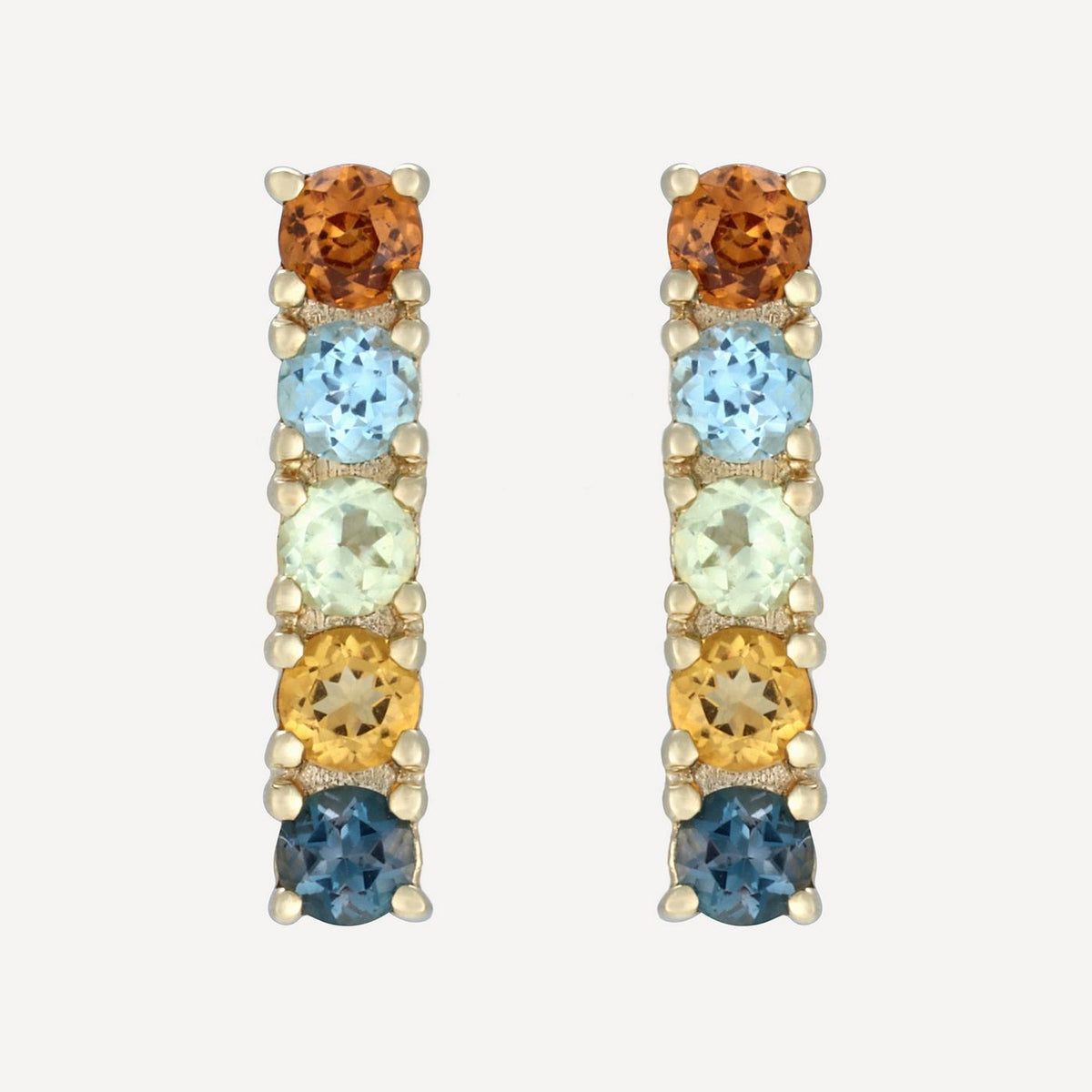 Pendientes "Myla" con mezcla de piedras 0,41/10 - Oro amarillo 375/1000