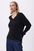 Pull Oversize Col V Gros Rib F Everyday - Noir - Femme