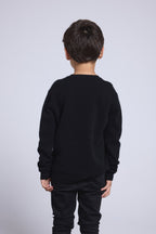 Pull Col Rond Cœur Pompon Evy - Noir Rouge - Enfant - 100% Cachemire