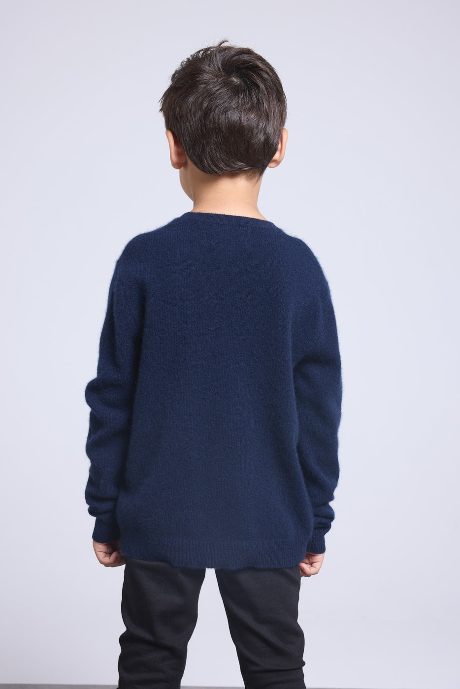 Pull Col Rond Cœur Pompon Evy - Bleu Marine Rouge - Enfant