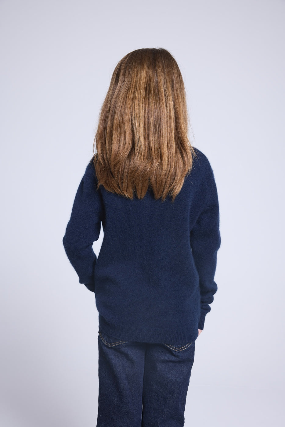 Pull Col Rond Cœur Pompon Evy - Bleu Marine Rouge - Enfant