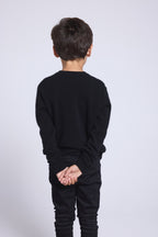 Pull Col Rond Cœur Brode Evy - Noir Argente - Enfant - 100% Cachemire