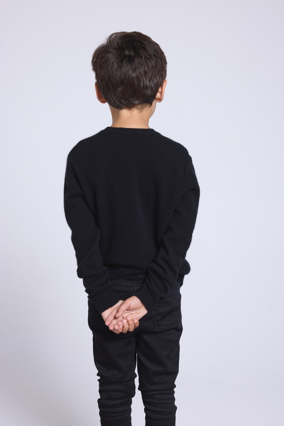 Pull Col Rond Cœur Brode Evy - Noir Argente - Enfant - 100% Cachemire