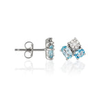Pendientes "Ural" D0.09/16 Topacio Azul 0.70/2 y Topacio Azul Suizo 0.5 - Oro Blanco 375/1000