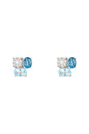 Ural" Earrings D0,09/16 Blue Topaz 0,70/2 & Swiss Blue Topaz 0,5 - Gold Blanc 375/1000