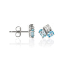 Boucles D'Oreilles "Oural" D0,09/16 Topaze Bleue 0,70/2 & Swiss Topaze Bleue 0,5 - Or Blanc 375/1000