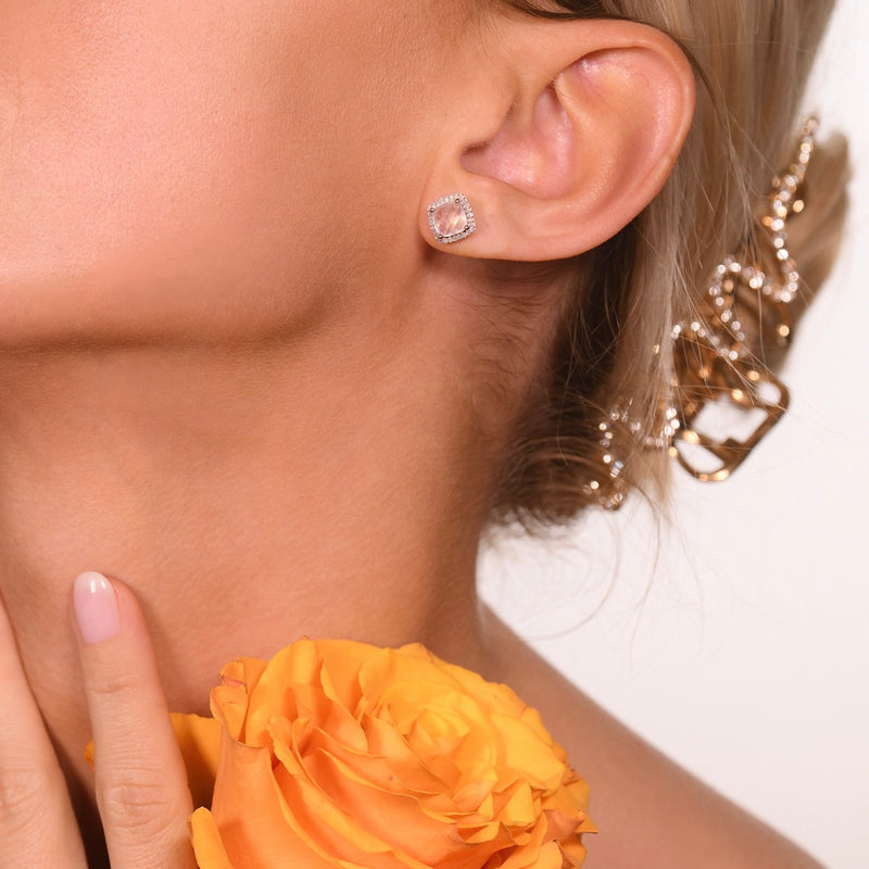 Earrings "Quartissime" D0,18/56 & Rose Quartz 2,4/2 - Rose Gold 375/1000