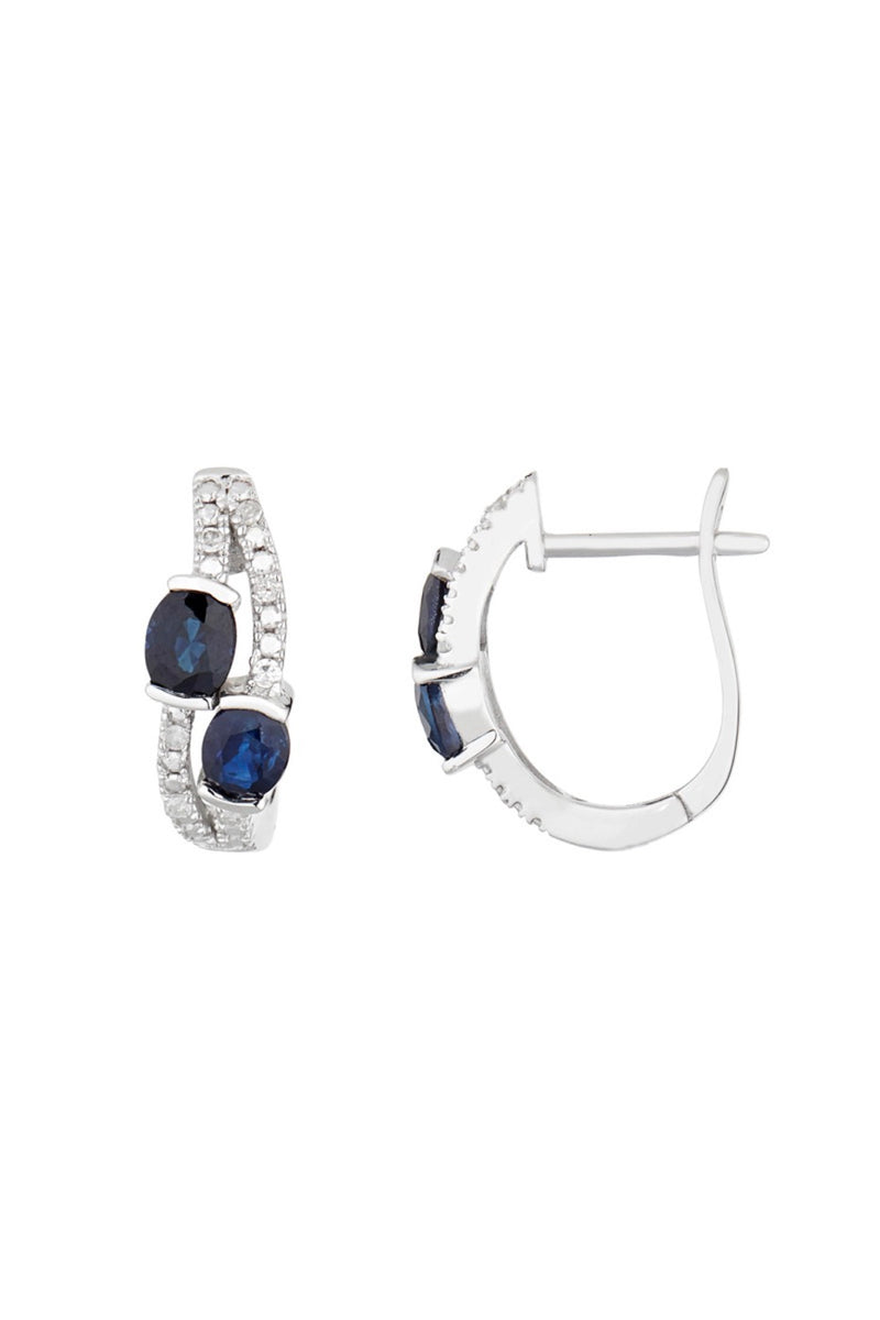 Thalassa" Earrings D0,06/14 & 1/4 Sapphire - Gold Blanc 375/1000