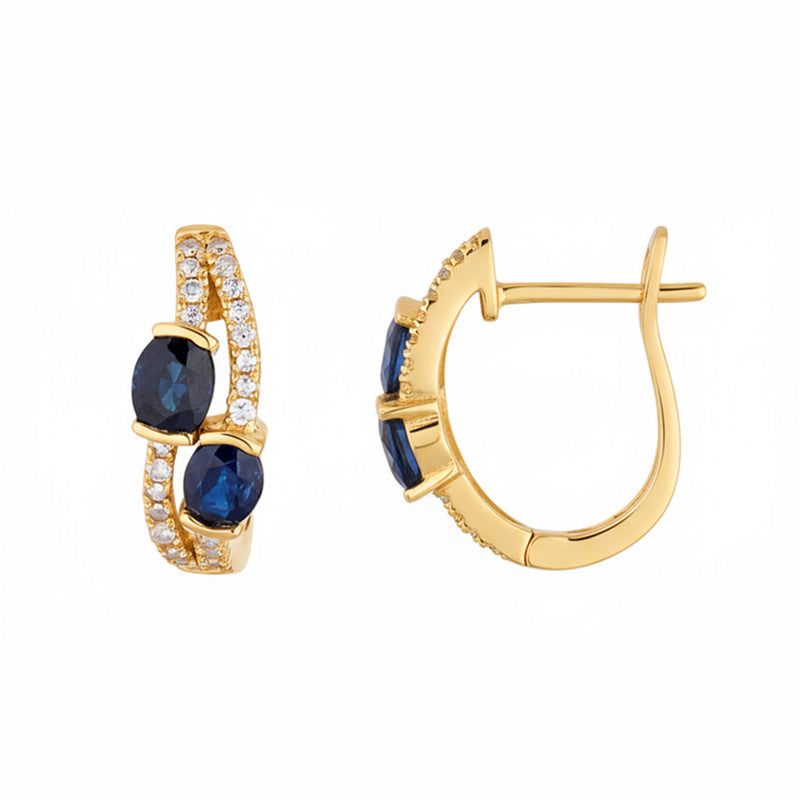 Boucles D'Oreilles "Thalassa" D0,06/14 & Saphir 1/4