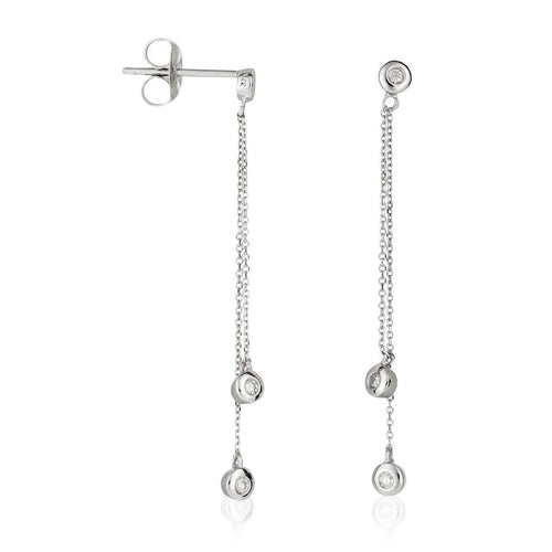 Boucles D'Oreilles "Planer Sur Ton Cœur" D0,09/6 - Or Blanc 375/1000