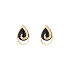 "Galapagos" Earrings with 0.08/24 Diamonds &amp; Black Agate - 375/1000 Yellow Gold
