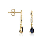 Pendientes "Syr-Daria" D0.01/2 y Zafiro 1.20/2 - Oro amarillo 375/1000